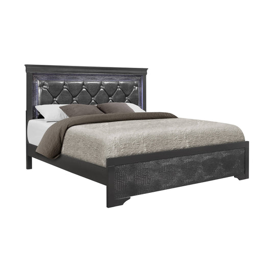 Furniture | Pompei Metallic Grey Queen Bed