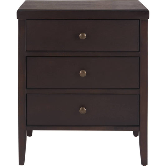 Finley Solid Wood 3 Drawer Nightstand Gray