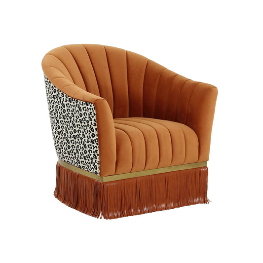 Furniture | Enid Cinnamon Velvet Swivel Chair