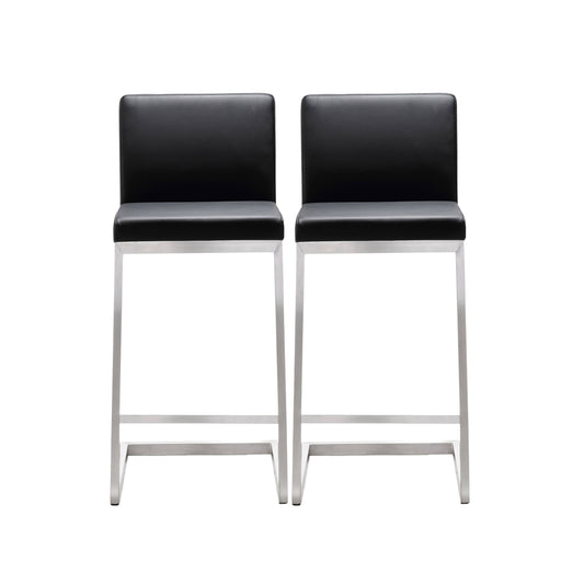 Furniture Parma White Stainless Steel Counter Stool - Set Of 2