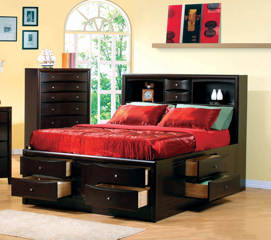 Furniture Phoenix California King Storage In Bed Cappuccino
