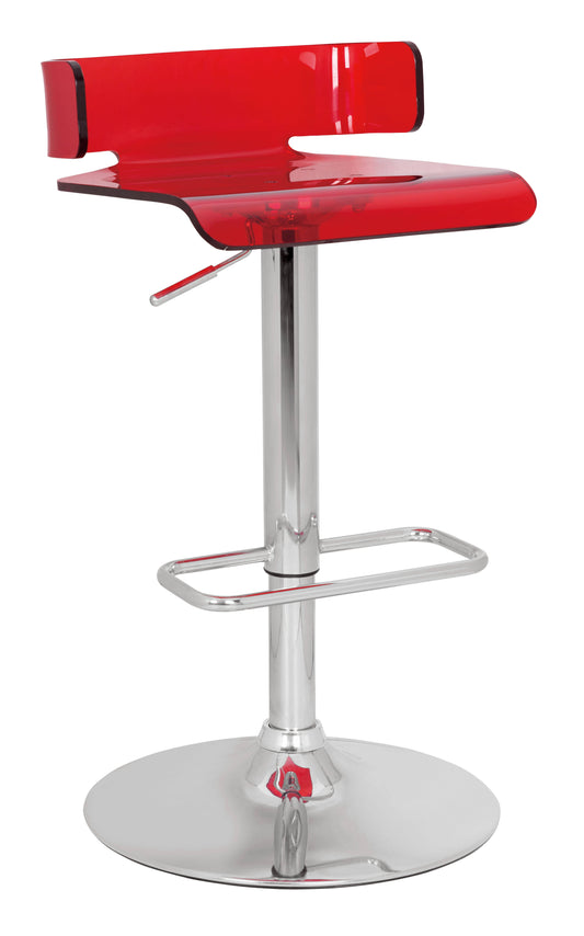 Furniture Rania Red/Chrome Adjustable Swivel Stool