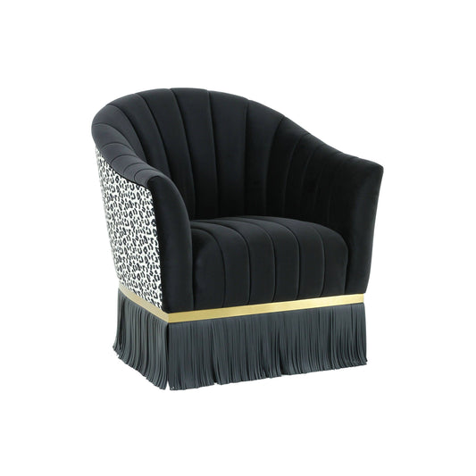 Furniture | Enid Black Velvet Swivel Chair
