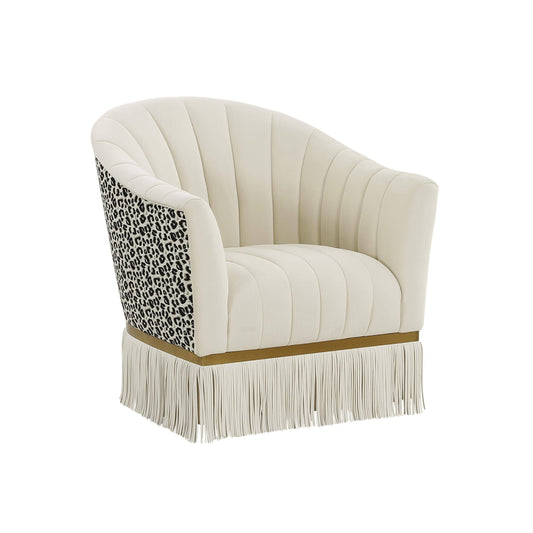 Furniture | Enid Cream Velvet Swivel Chair