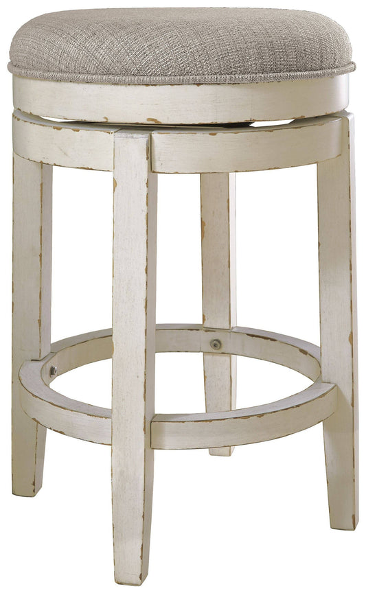 Furniture Realyn Upholstered Swivel Stool - Chipped White