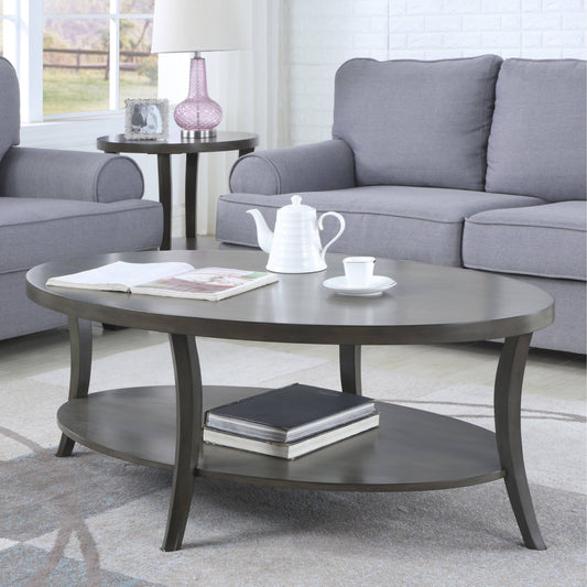 Furniture Perth Contemporary Oval Shelf Coffee Table , Gray
