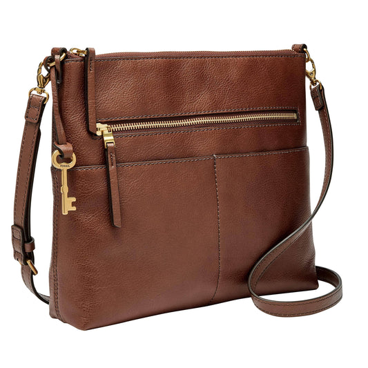 Fiona Large Leather Crossbody Bag, Womens, Brown